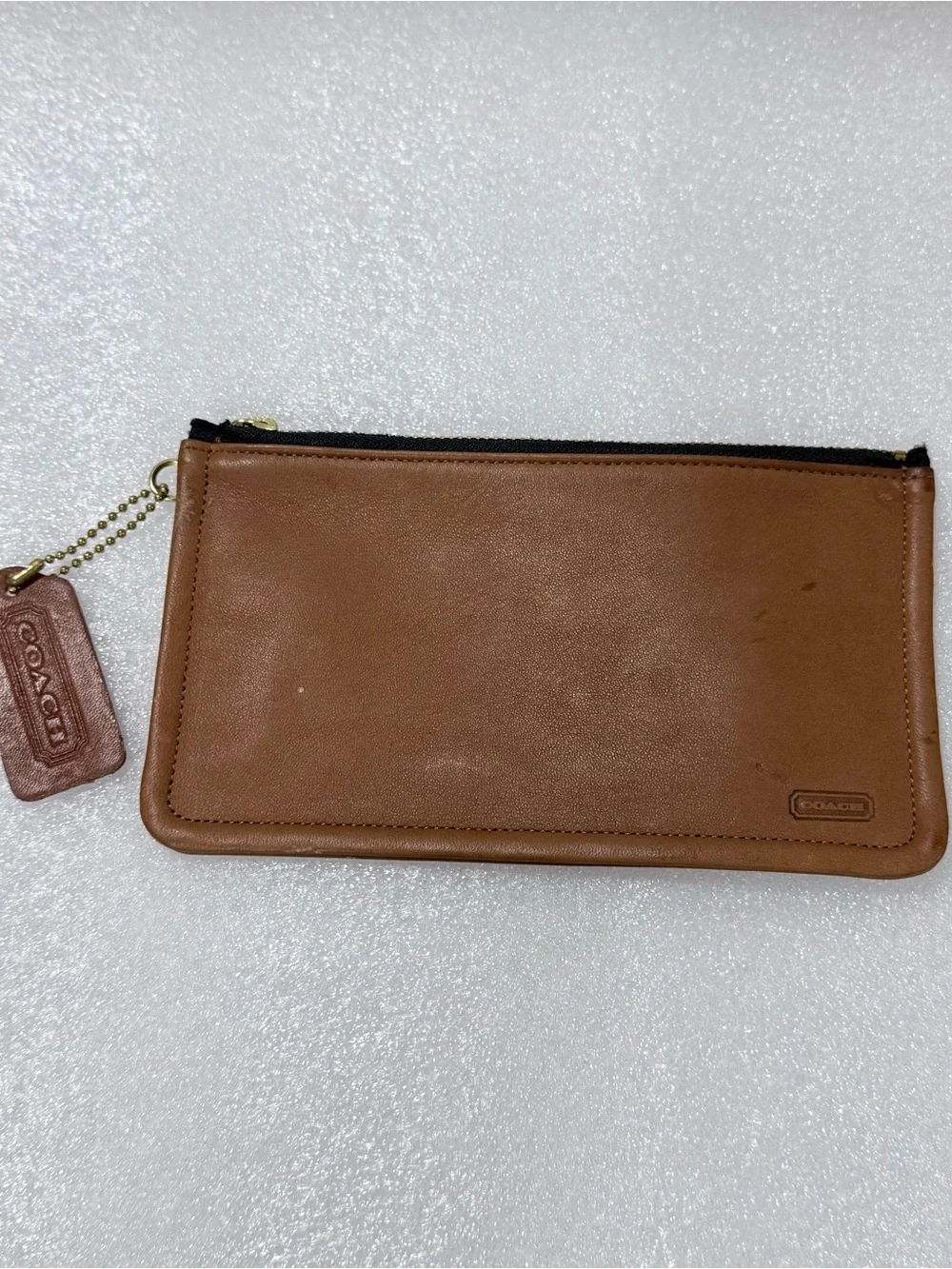 Vintage Coach British Tan Slim Makeup Bag
